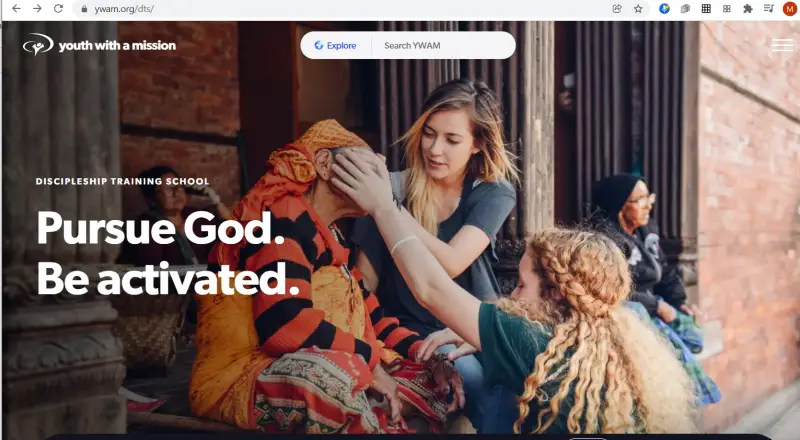 Screenshot- Discipleship Training School website.  They operate in about 160 countries.