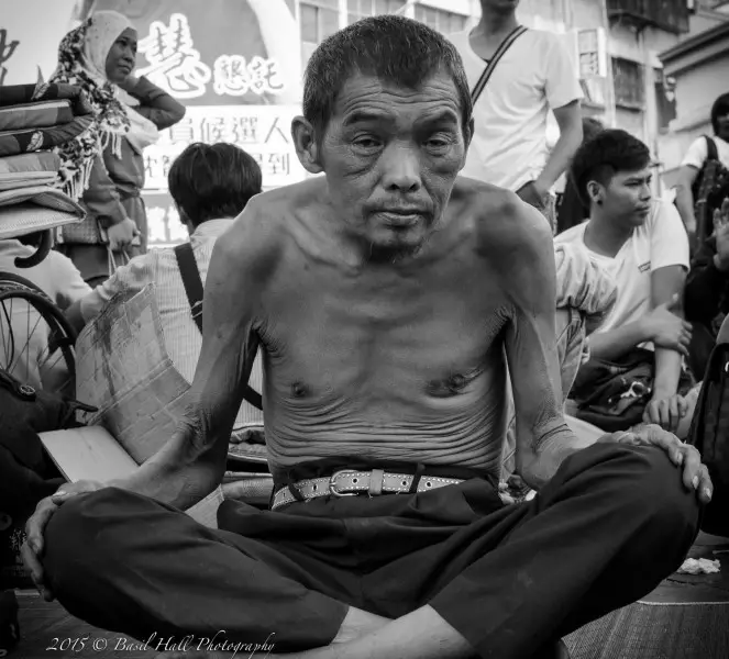 Homeless man living in the underground tunnels by the old Taichung train station